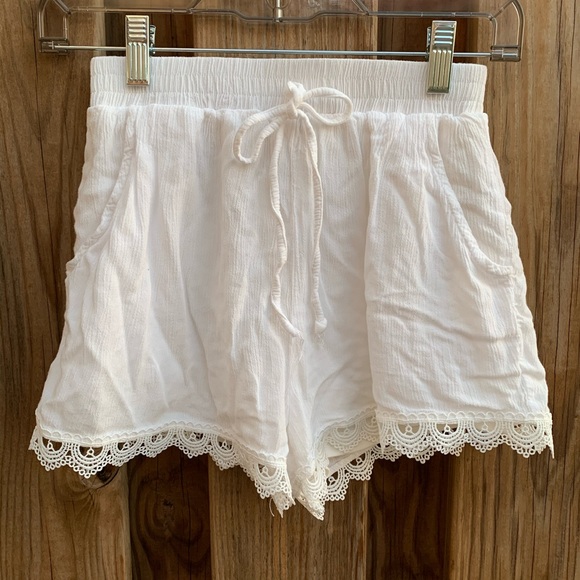 Charlotte Russe White Soft Drawstring Shorts - Picture 2 of 8